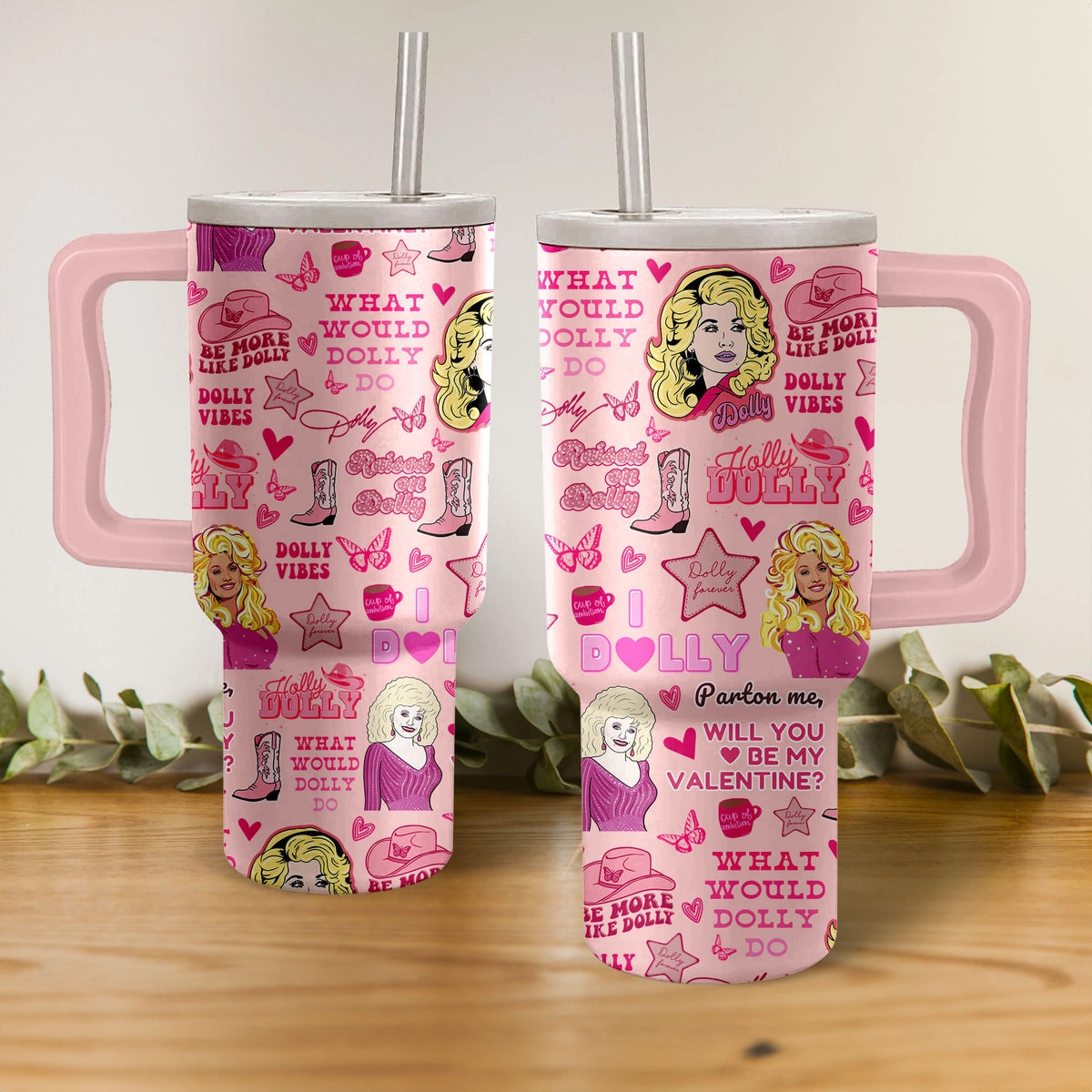Dolly Parton Music Custom Stanley Quencher 40oz Stainless Steel Tumbler HG With Handle