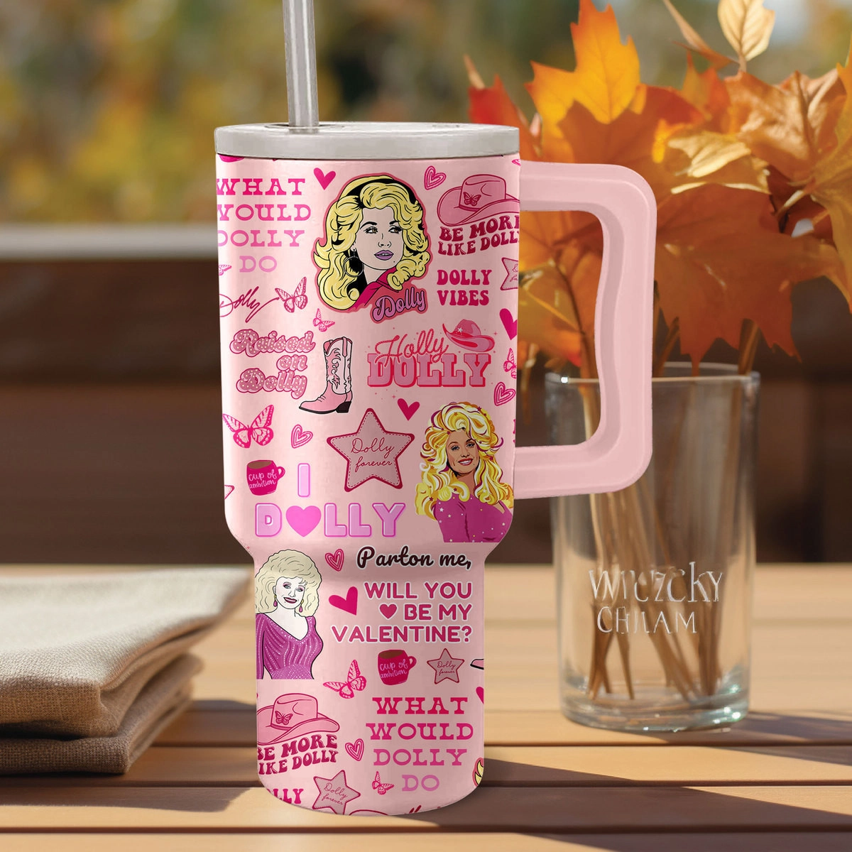 Dolly Parton Music Custom Stanley Quencher 40oz Stainless Steel Tumbler HG With Handle