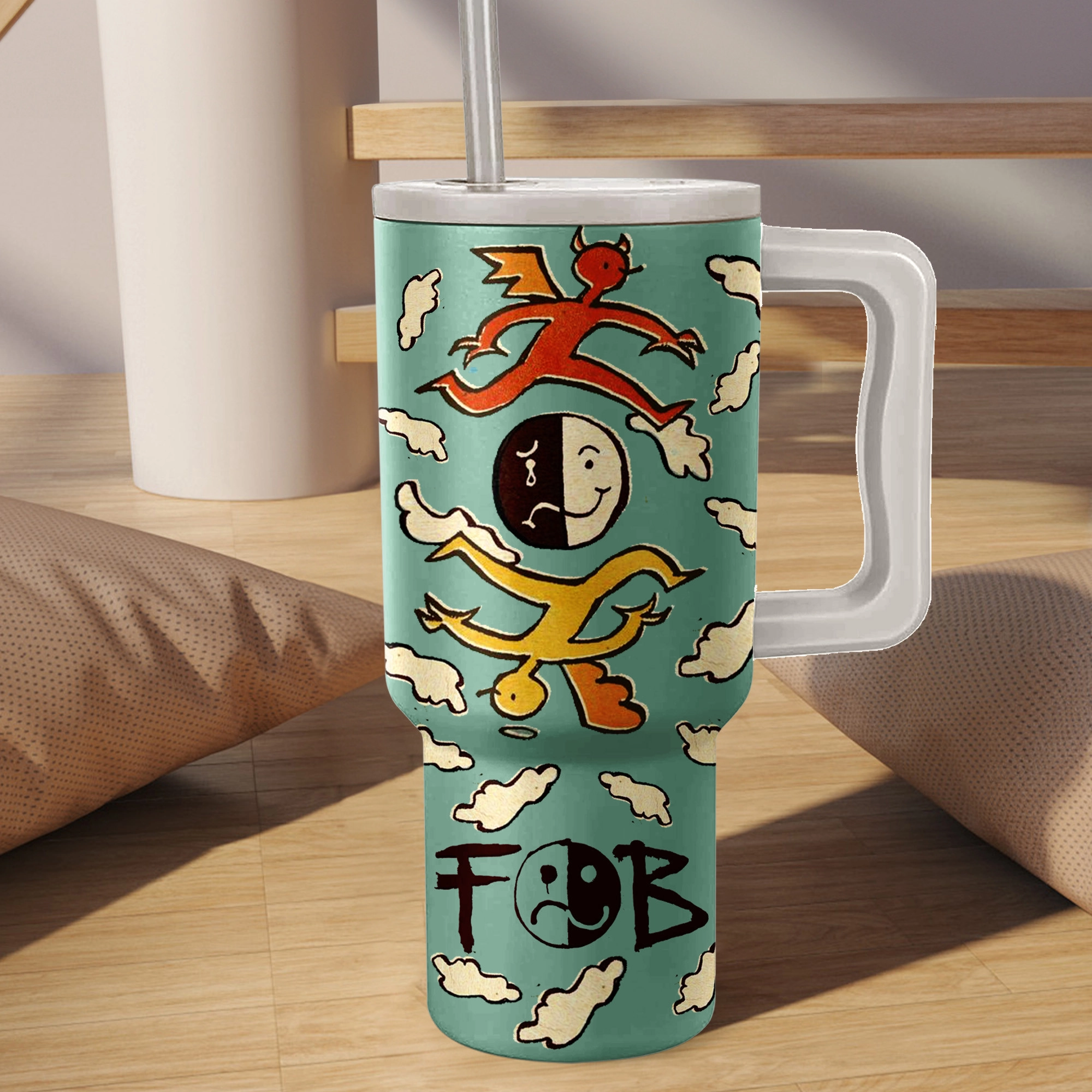 Fall Out Boy Music Custom Stanley Quencher 40oz Stainless Steel Tumbler HG With Handle