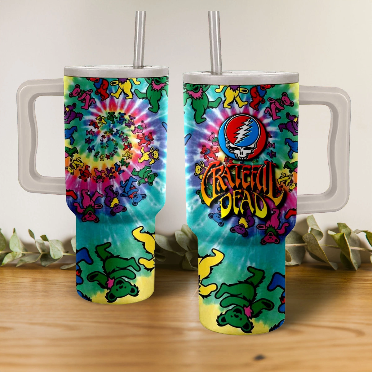 Grateful Dead Band Music Custom Stanley Quencher 40oz Stainless Steel Tumbler HG With Handle