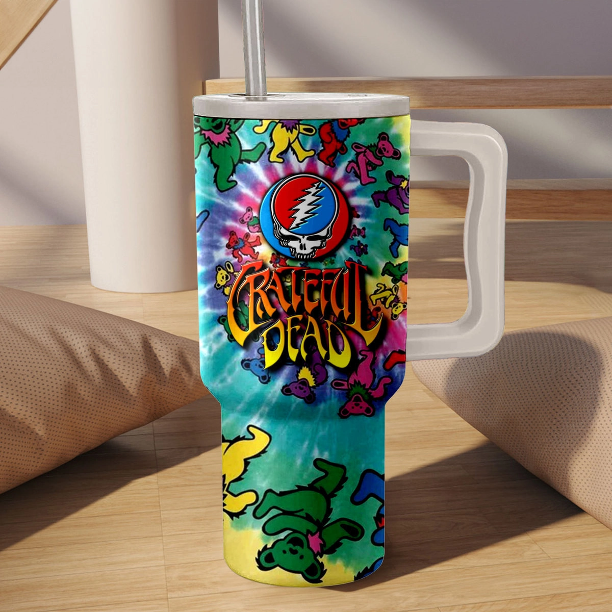 Grateful Dead Band Music Custom Stanley Quencher 40oz Stainless Steel Tumbler HG With Handle