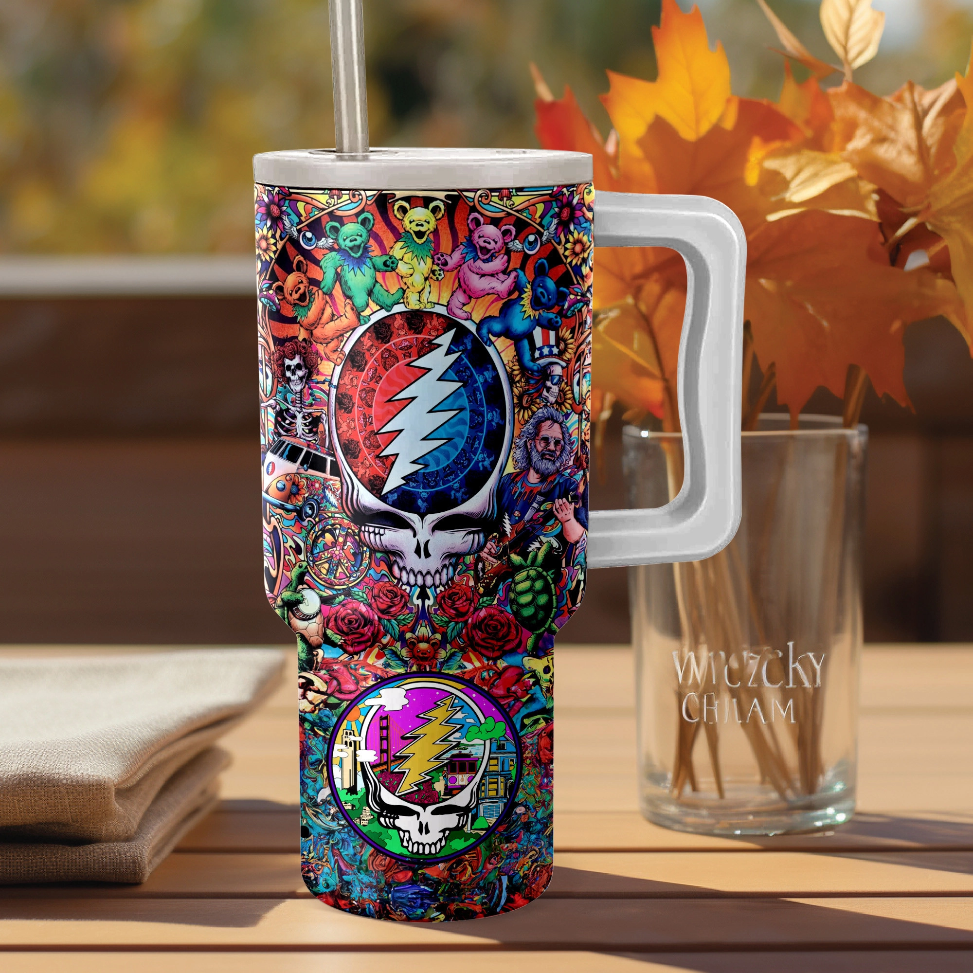 Grateful Dead Band Music Custom Stanley Quencher 40oz Stainless Steel Tumbler HG With Handle