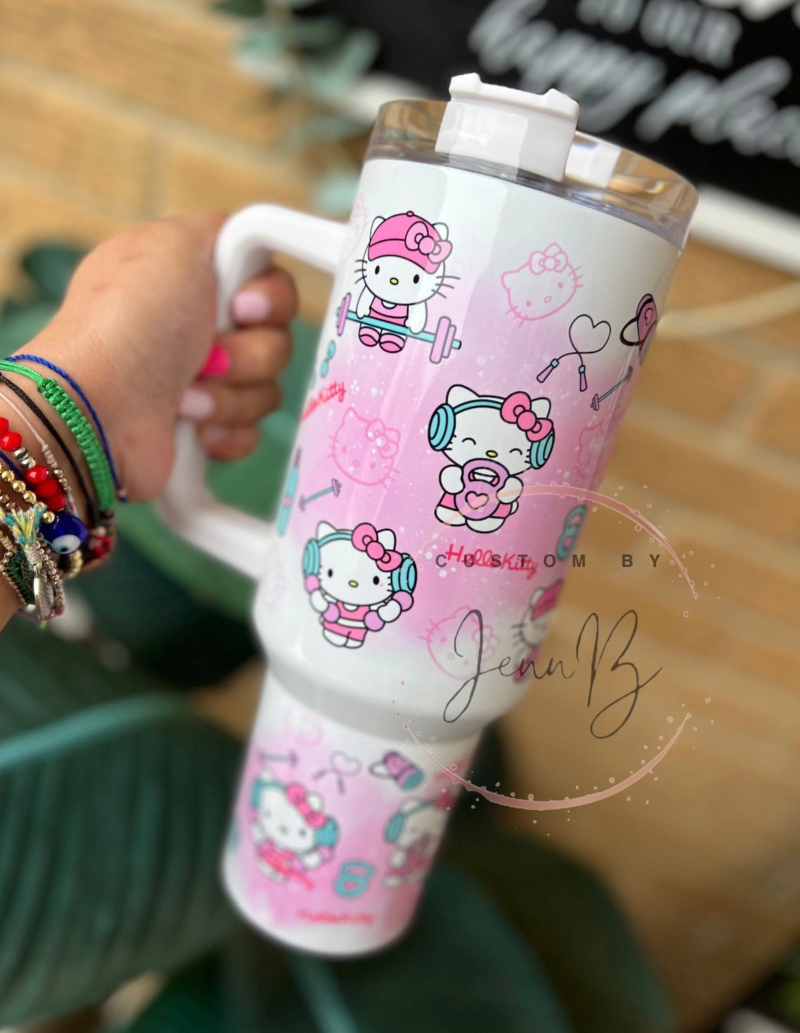 Gym Strong Hello Kitty 30oz or 40oz Tumbler 30oz or 40oz handle tumbler tumbler Gym Cat Tumbler Gym Life Fitness Life Birthday Anniversary Gift HFN