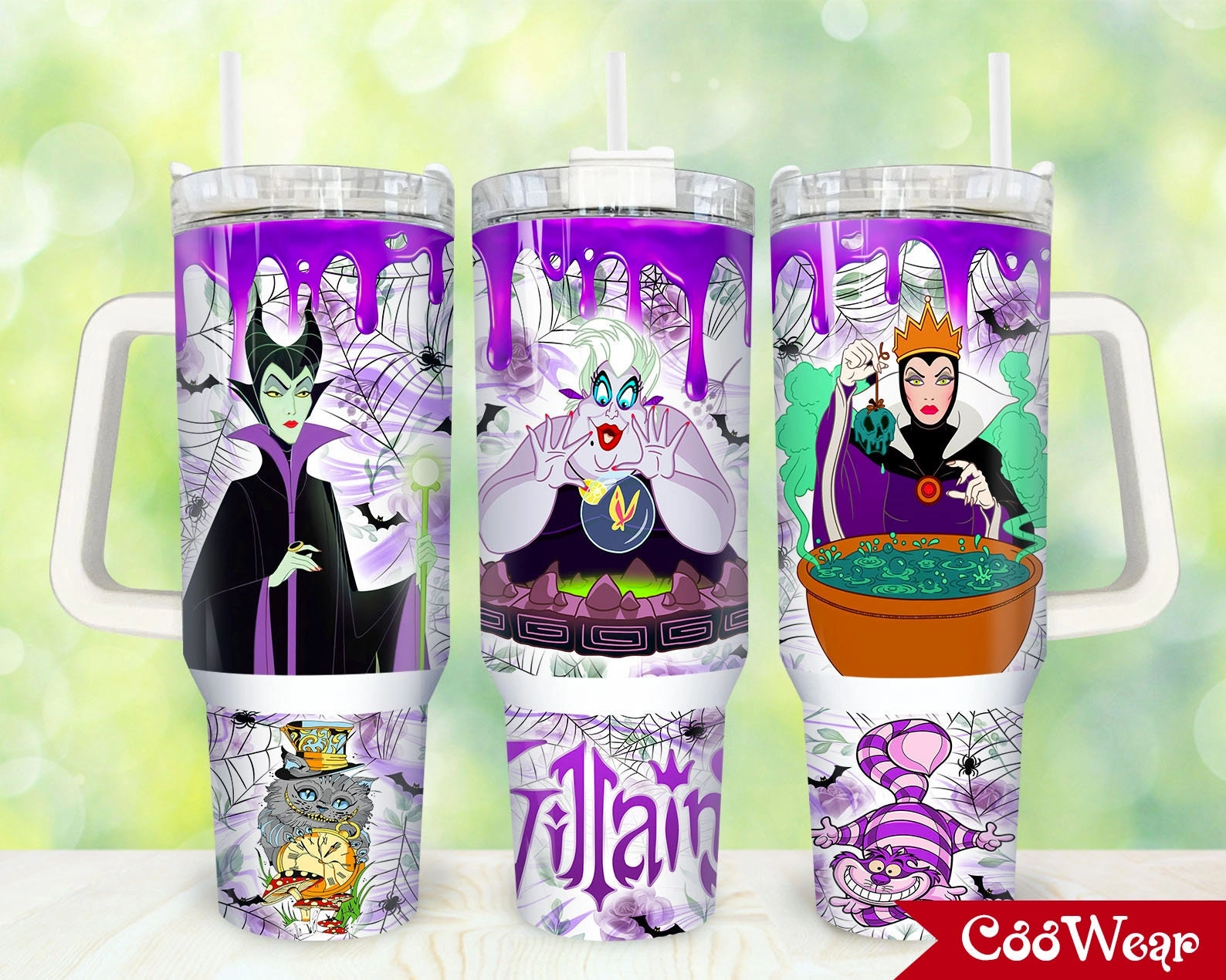 Disney Villains Characters 30oz or 40oz Tumbler with Handle, Gift for Maleficent Ursula Evil Queen Fan Birthday Anniversary Tumbler Gift HFN