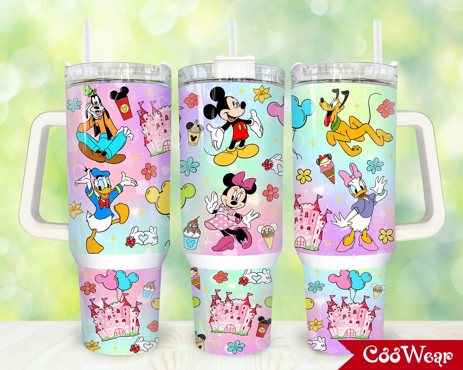 Disney Magic Cartoon Friends Mickey Donald Goofy 30oz or 40oz Tumbler with Handle, Birthday Anniversary Tumbler Gift HFN