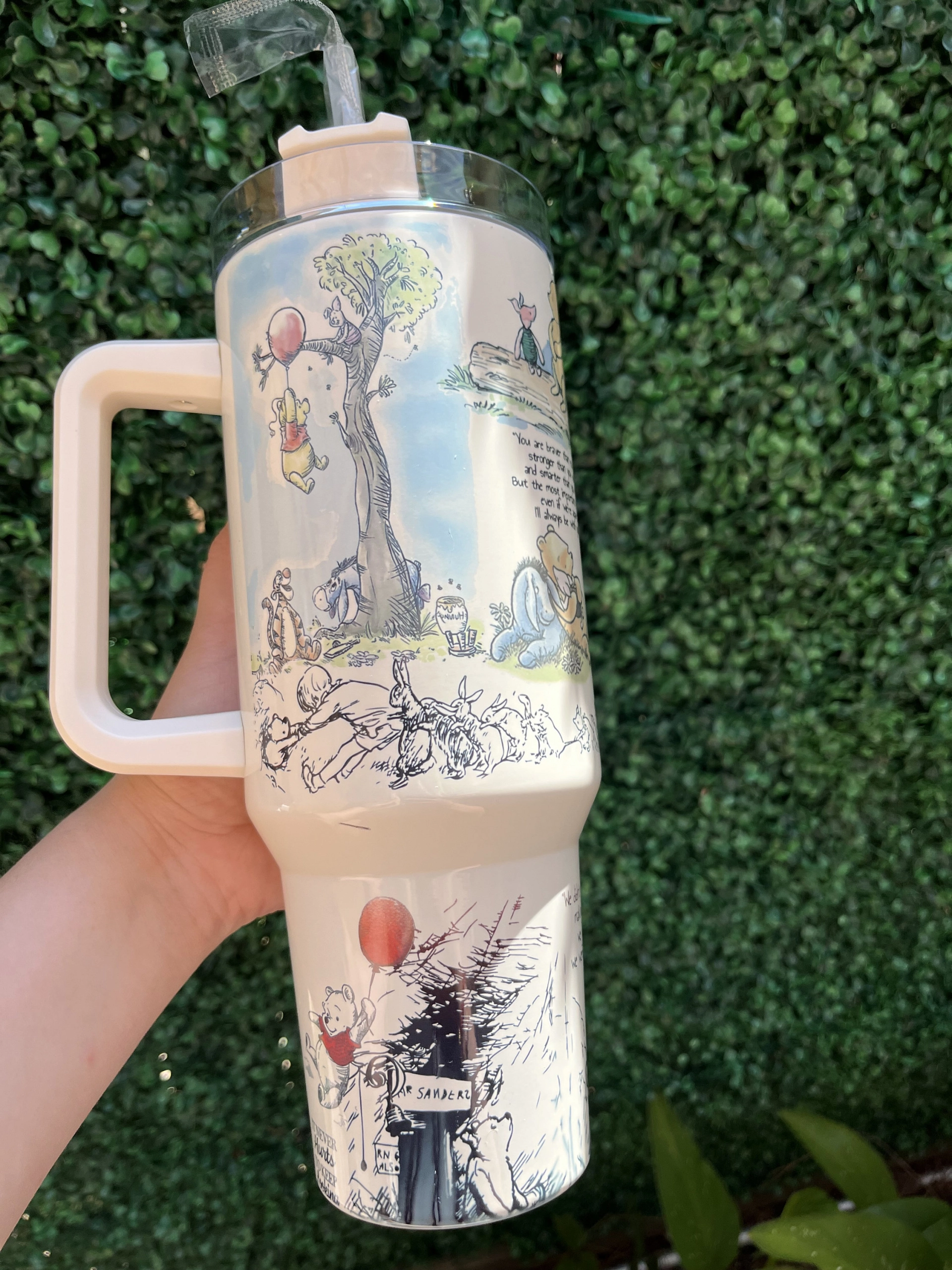 Winnie the Pooh Tumbler Gift| 30oz or 40oz Tumbler with handle, Birthday Anniversary Gift for Disney fan HFN