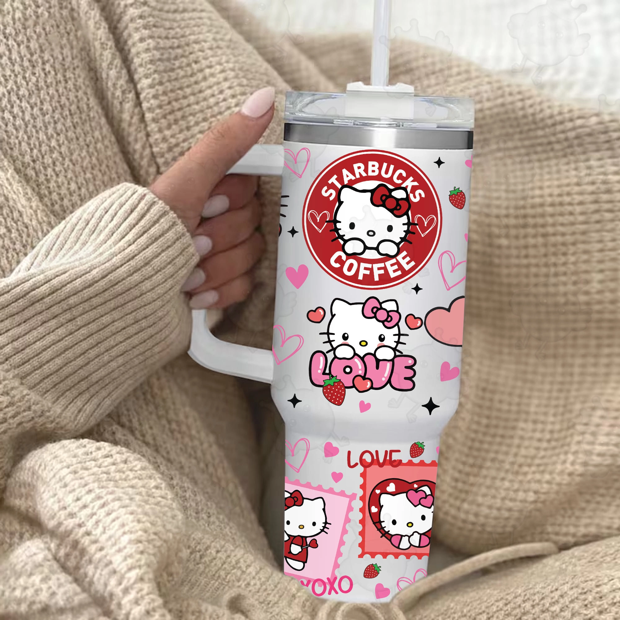 Be Mine Pink Kittybucks Valentine 30oz or 40oz Quencher Tumble, Valentine Cartoon 40oz Tumbler, Pink Cat Tumbler, Valentine Movies Fan Gift HFN