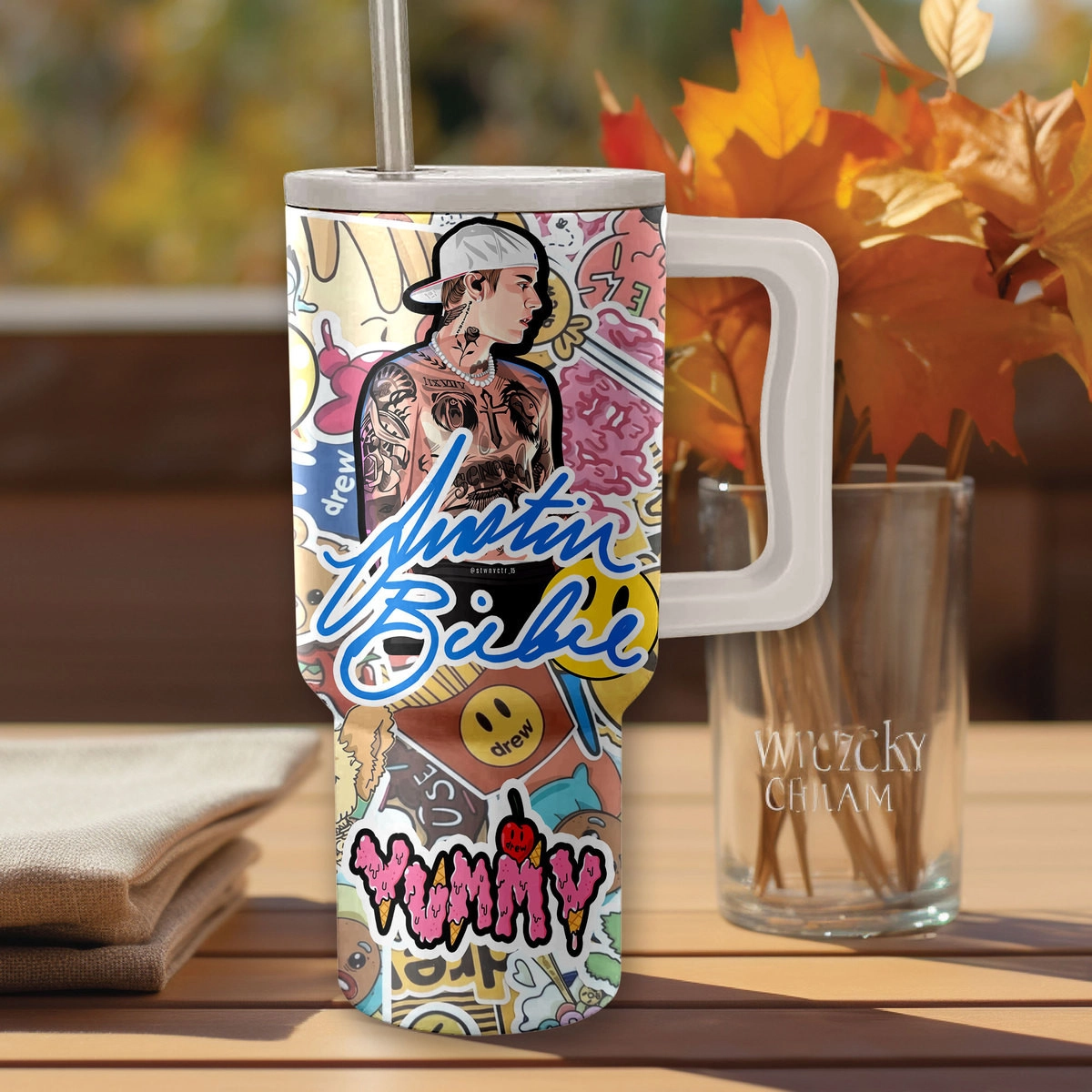 Justin Bieber Drew House Music Custom Stanley Quencher 40oz Stainless Steel Tumbler HG With Handle