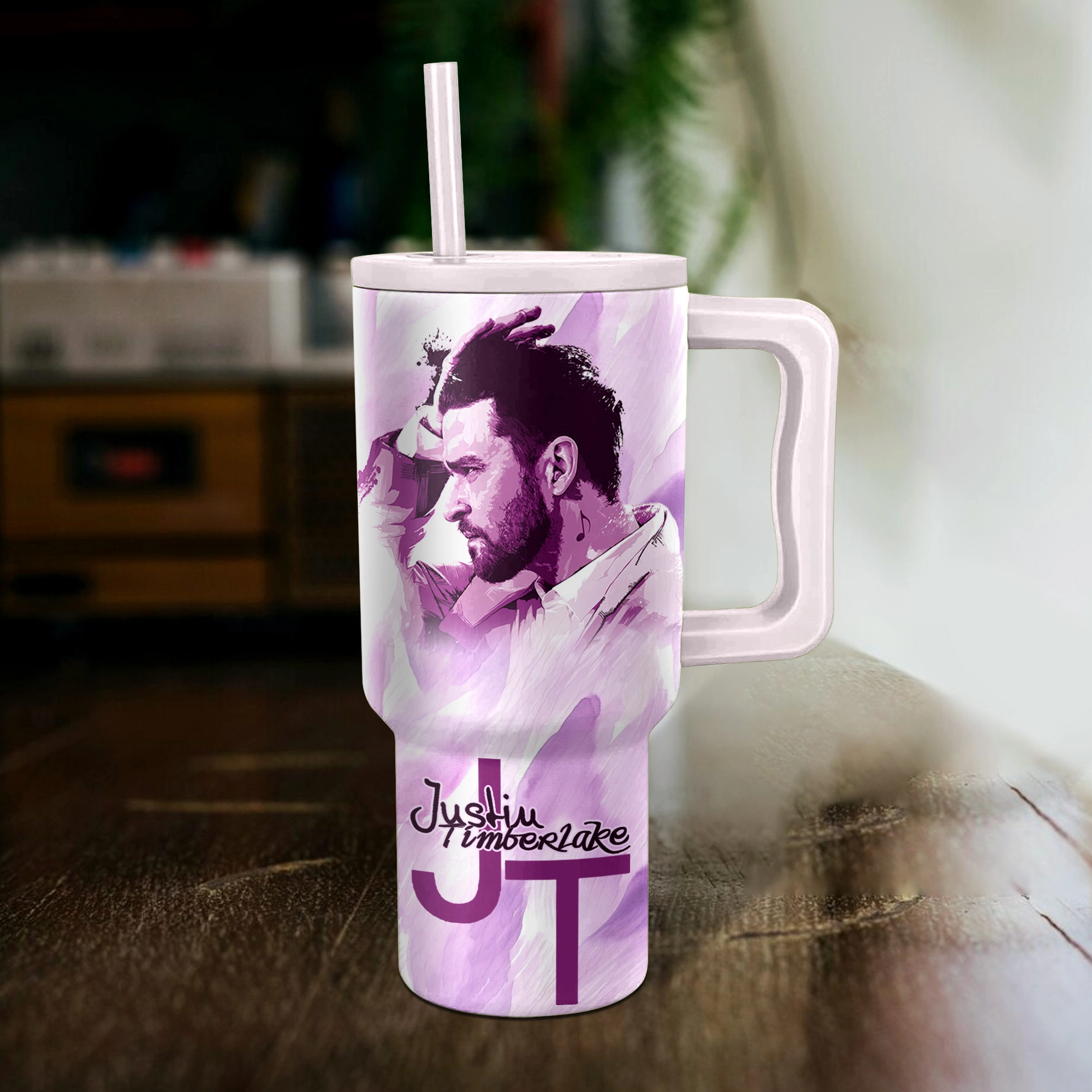 Justin Timberlake Music Custom Stanley Quencher 40oz Stainless Steel Tumbler HG With Handle
