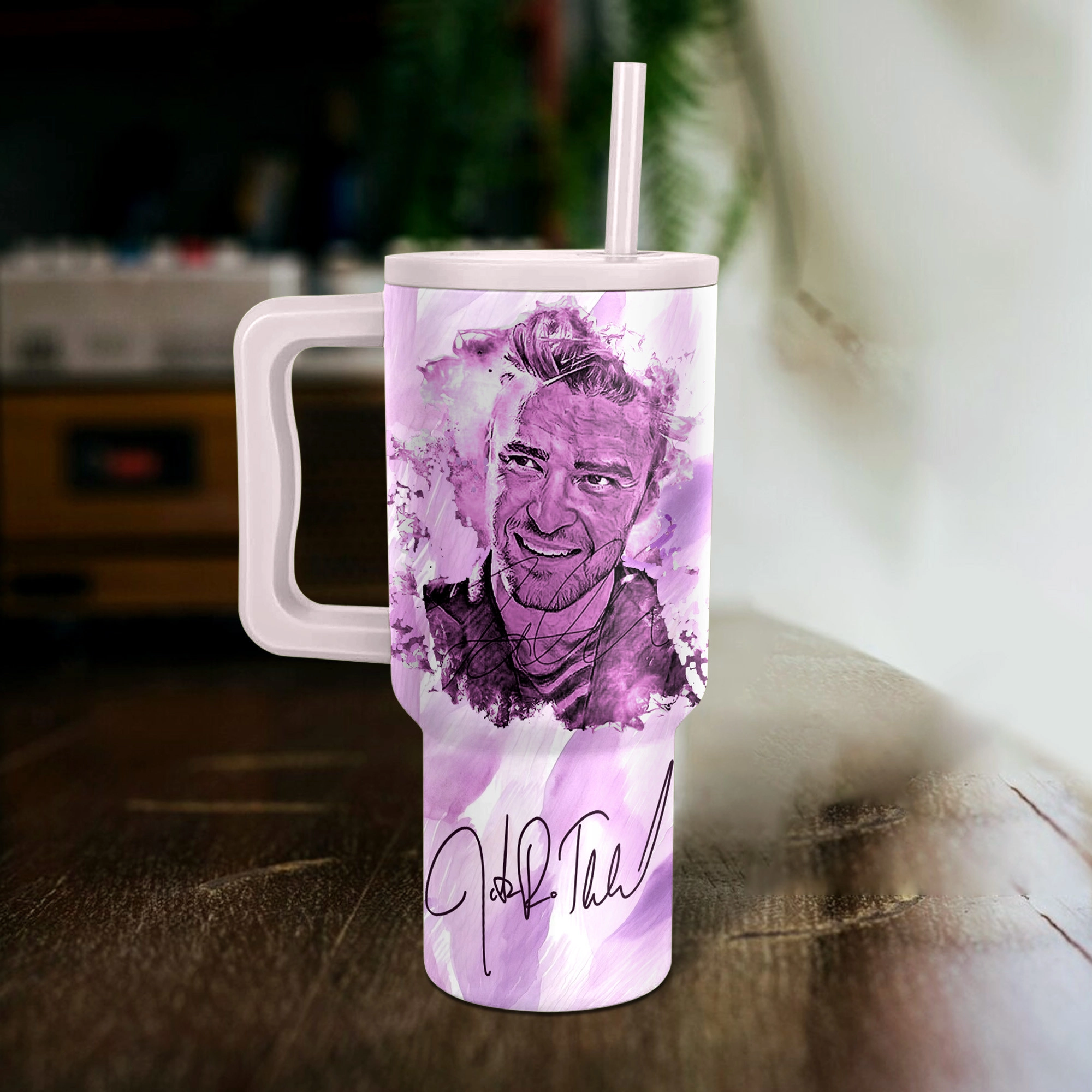 Justin Timberlake Music Custom Stanley Quencher 40oz Stainless Steel Tumbler HG With Handle