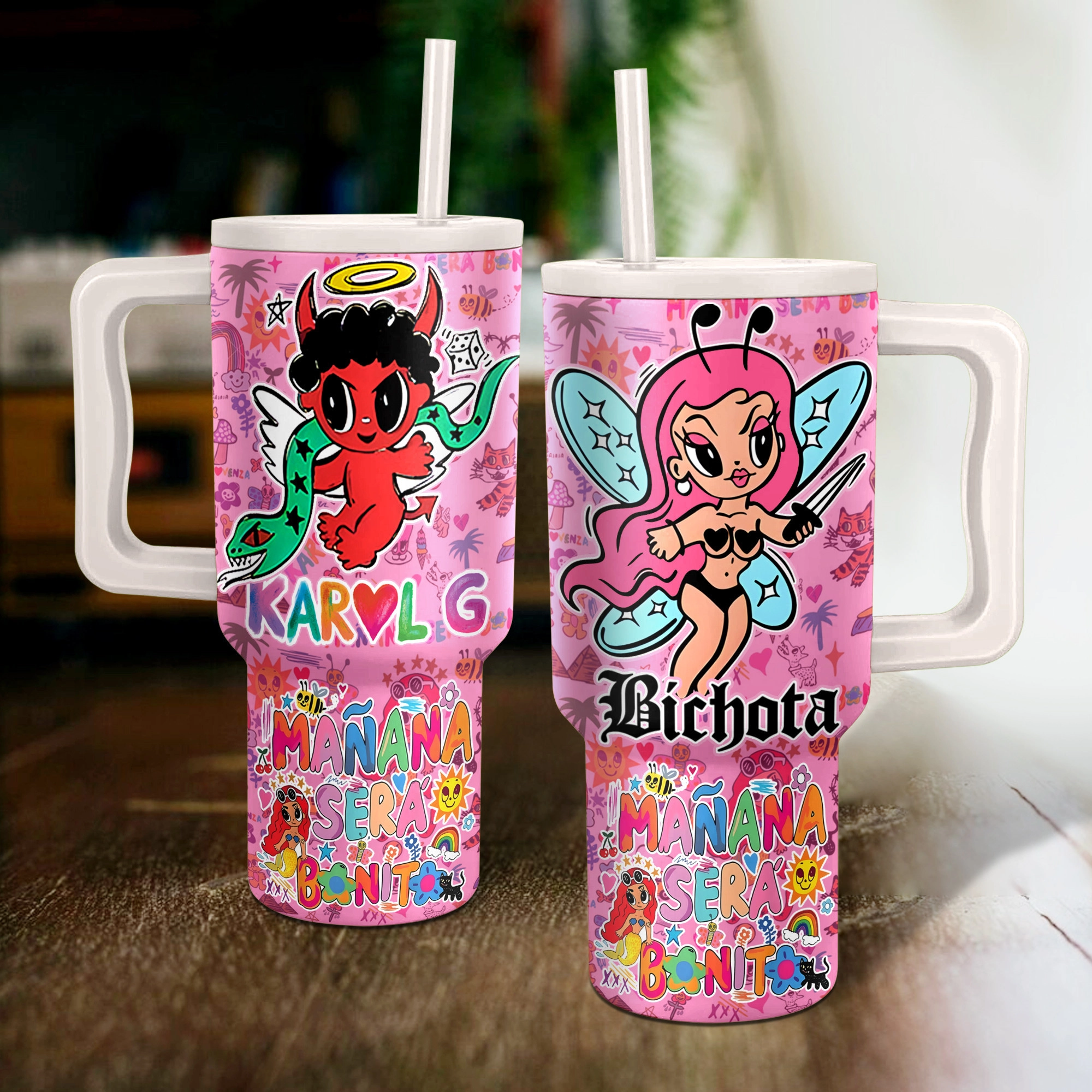 Karol G Bichota Music Custom Stanley Quencher 40oz Stainless Steel Tumbler HG With Handle