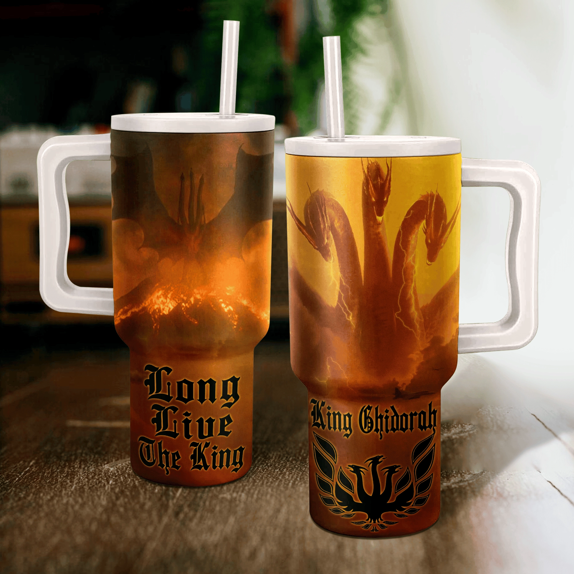 King Ghidorah Godzilla King of the Monsters Movies Custom Stanley Quencher 40oz Stainless Steel Tumbler HG With Handle