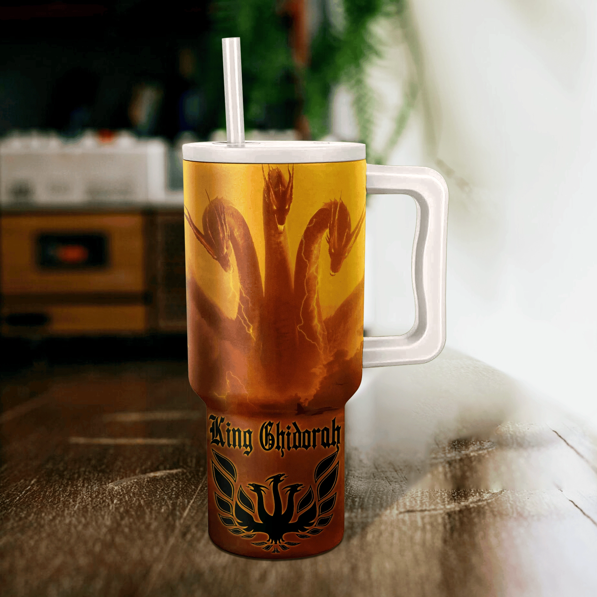 King Ghidorah Godzilla King of the Monsters Movies Custom Stanley Quencher 40oz Stainless Steel Tumbler HG With Handle