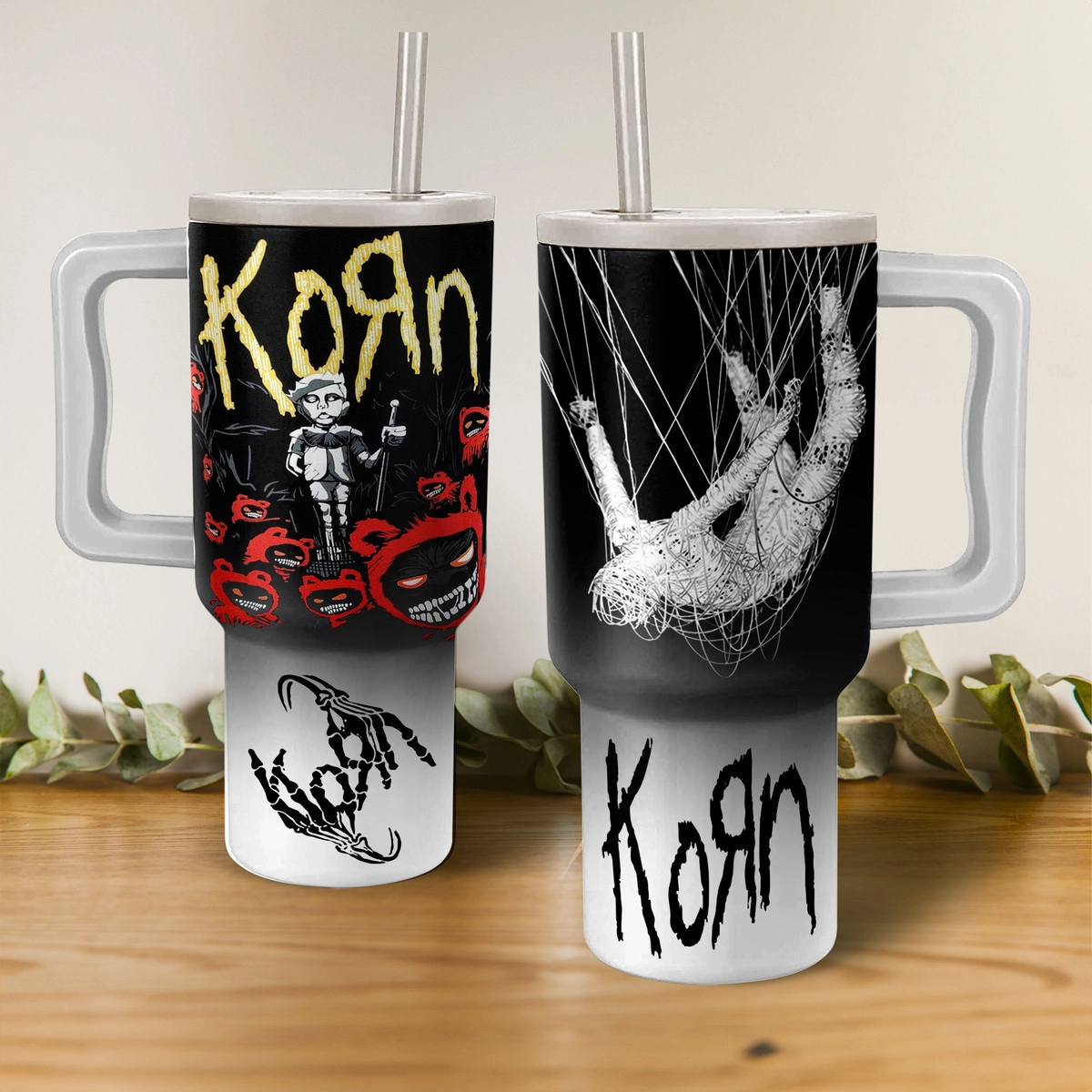 Korn Band Music Custom Stanley Quencher 40oz Stainless Steel Tumbler HG With Handle