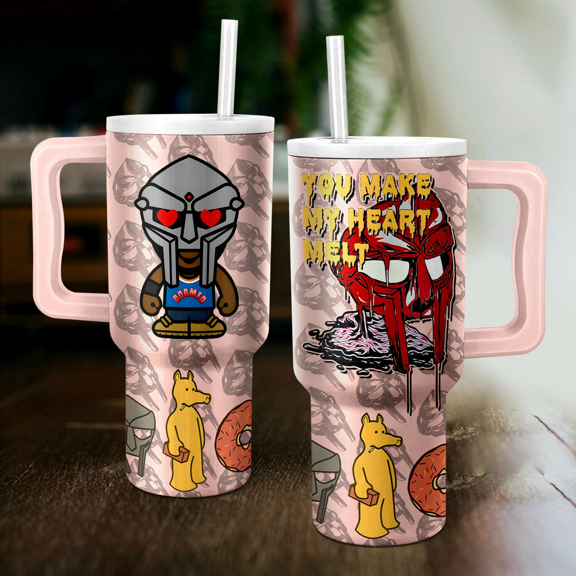 MF Doom Music Custom Stanley Quencher 40oz Stainless Steel Tumbler HG With Handle