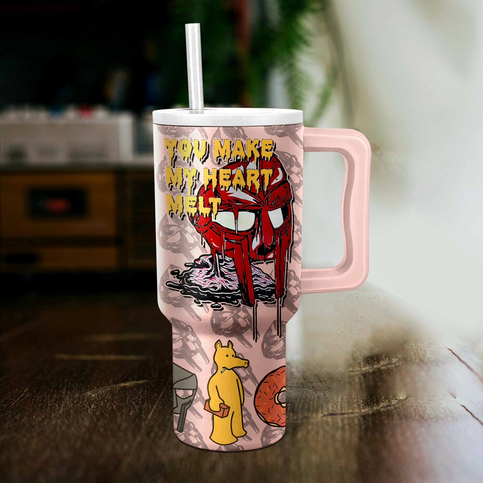 MF Doom Music Custom Stanley Quencher 40oz Stainless Steel Tumbler HG With Handle