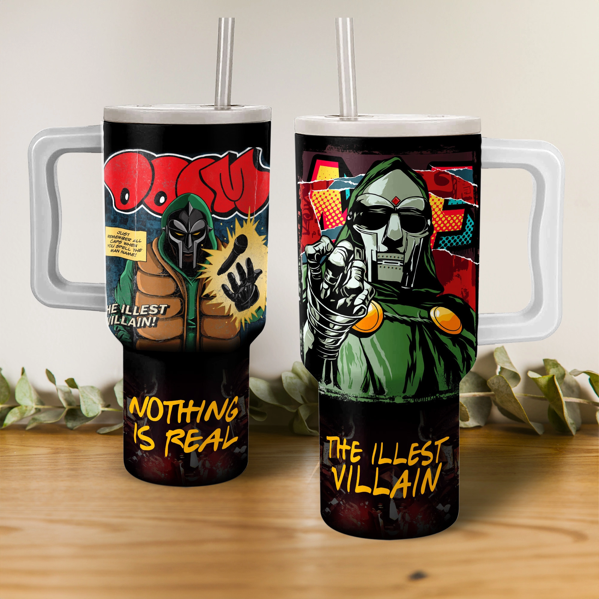 MF Doom Music Custom Stanley Quencher 40oz Stainless Steel Tumbler HG With Handle