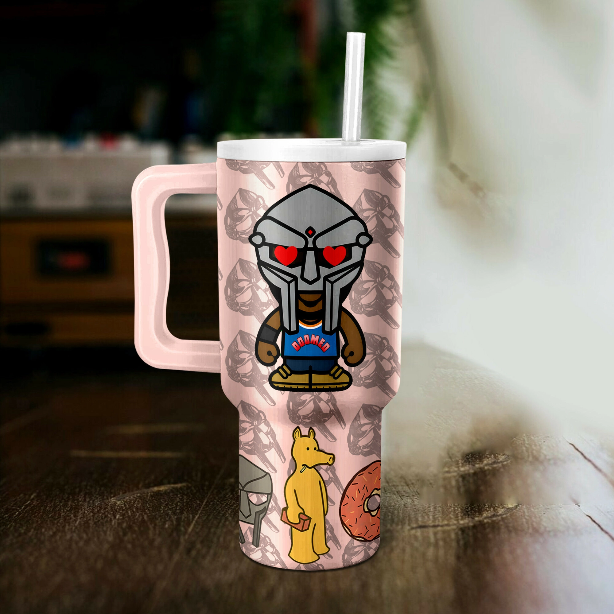 MF Doom Music Custom Stanley Quencher 40oz Stainless Steel Tumbler HG With Handle