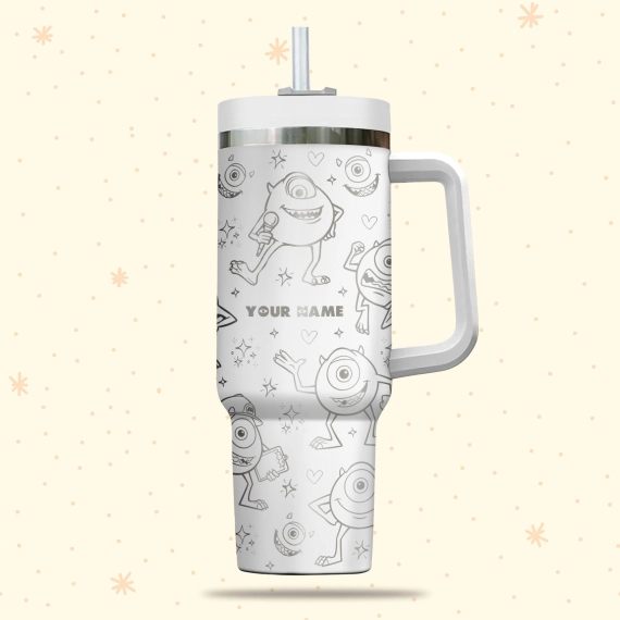 Mike Monster Inc Disney Cartoon Custom Stanley Quencher 30oz or 40oz Stainless Steel Tumbler With Handle HG