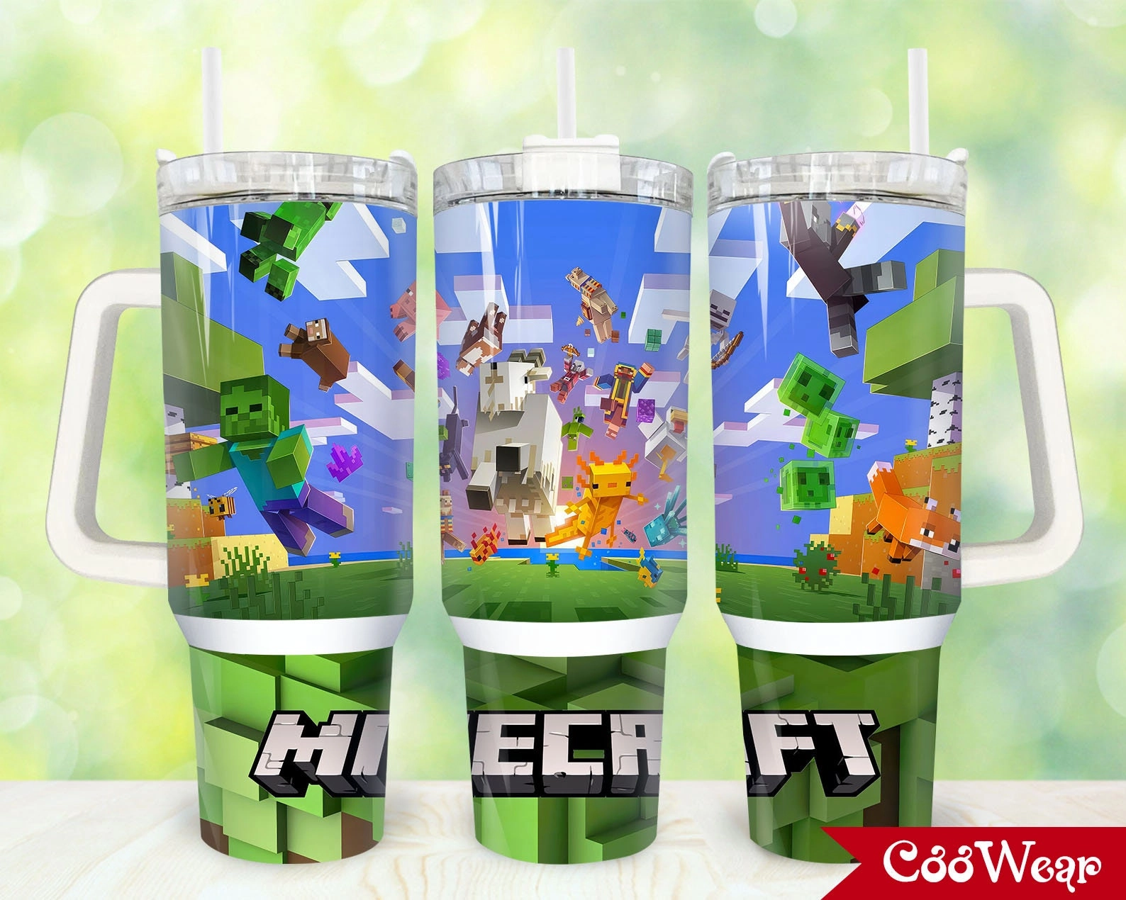 Minecraft Games Custom 30oz or 40oz Quencher Stainless Steel Tumbler With Handle, Best Gift Idea NVA, Best Gift Idea NVA