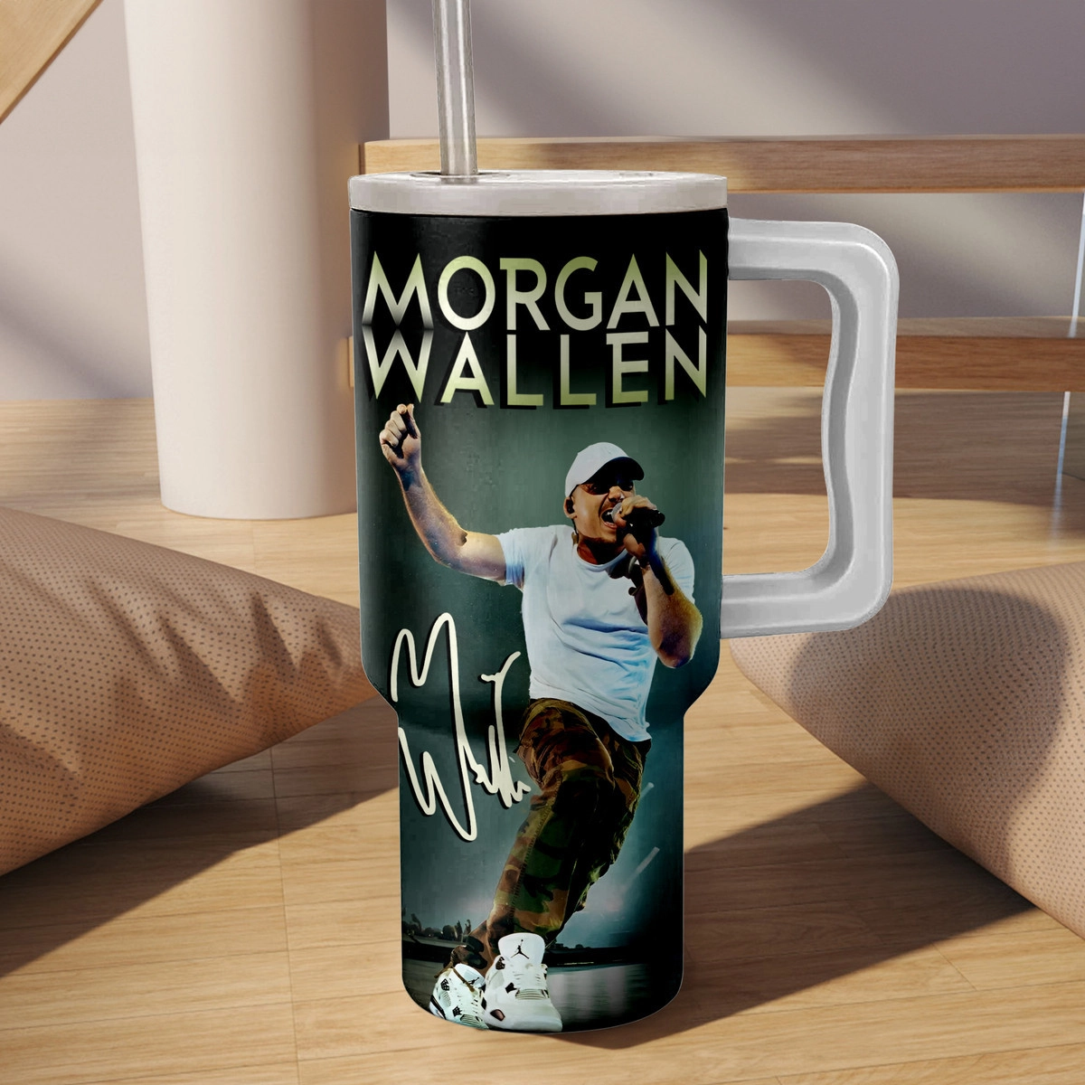Morgan Wallen Music Custom Stanley Quencher 40oz Stainless Steel Tumbler HG With Handle