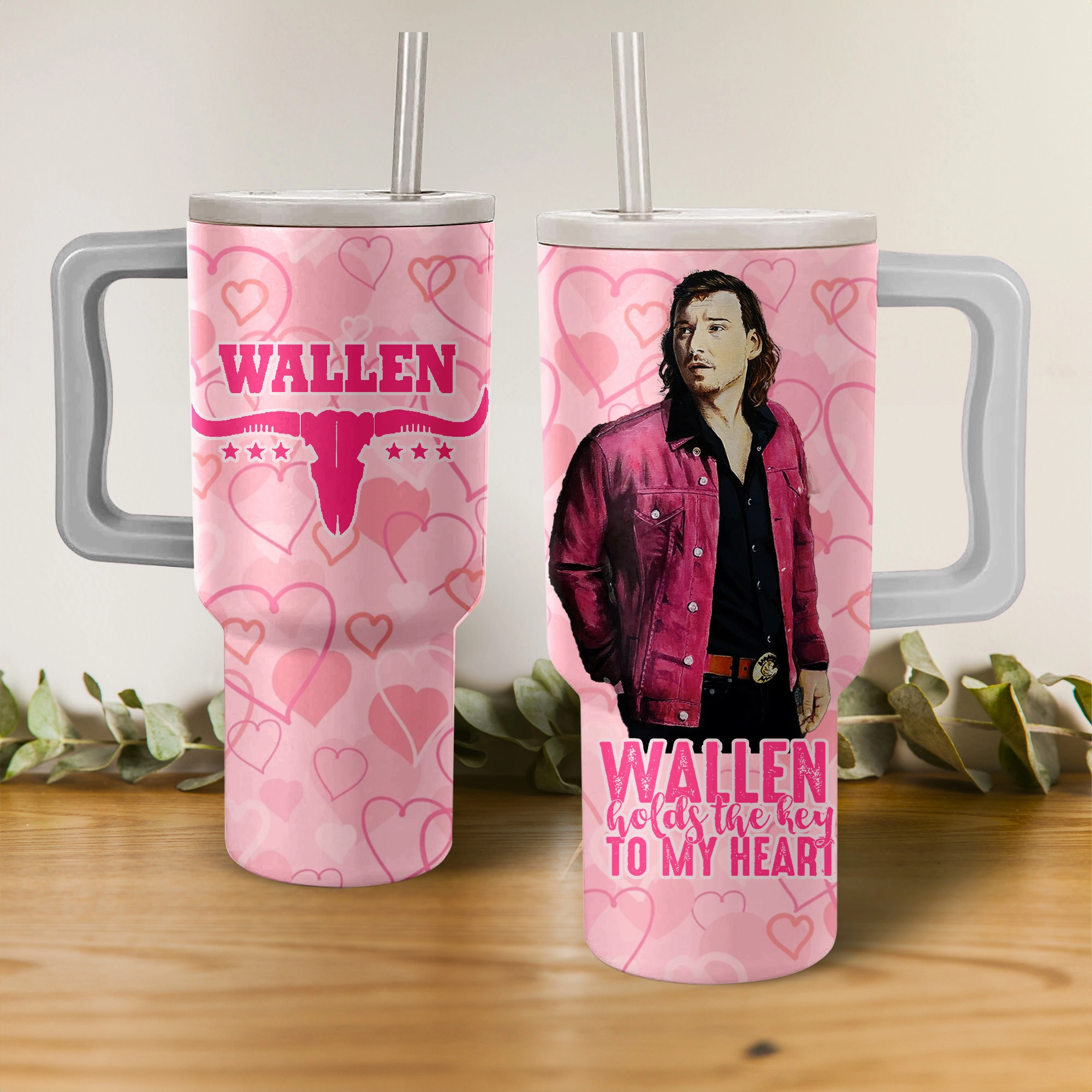 Morgan Wallen Music Custom Stanley Quencher 40oz Stainless Steel Tumbler HG With Handle