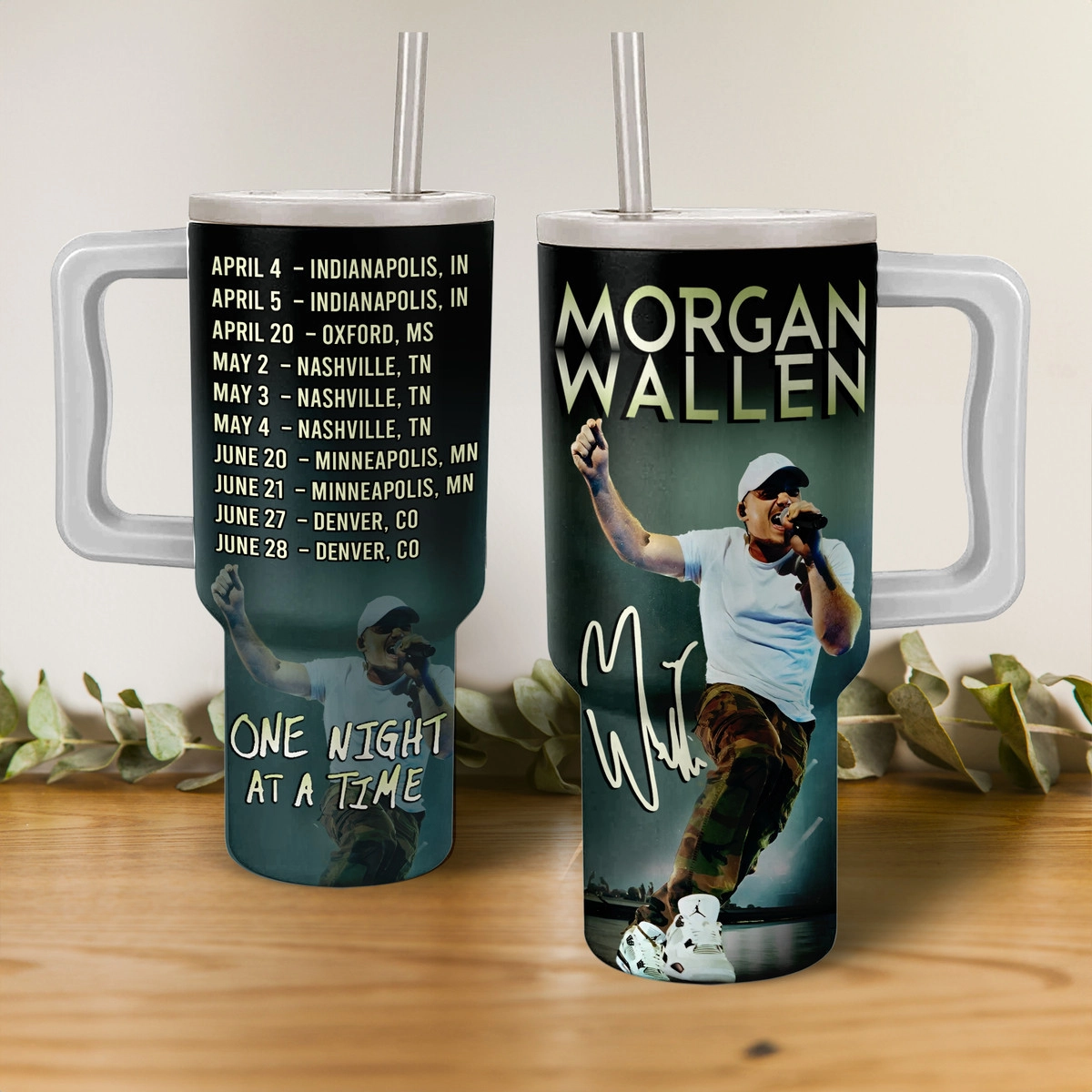 Morgan Wallen Music Custom Stanley Quencher 40oz Stainless Steel Tumbler HG With Handle