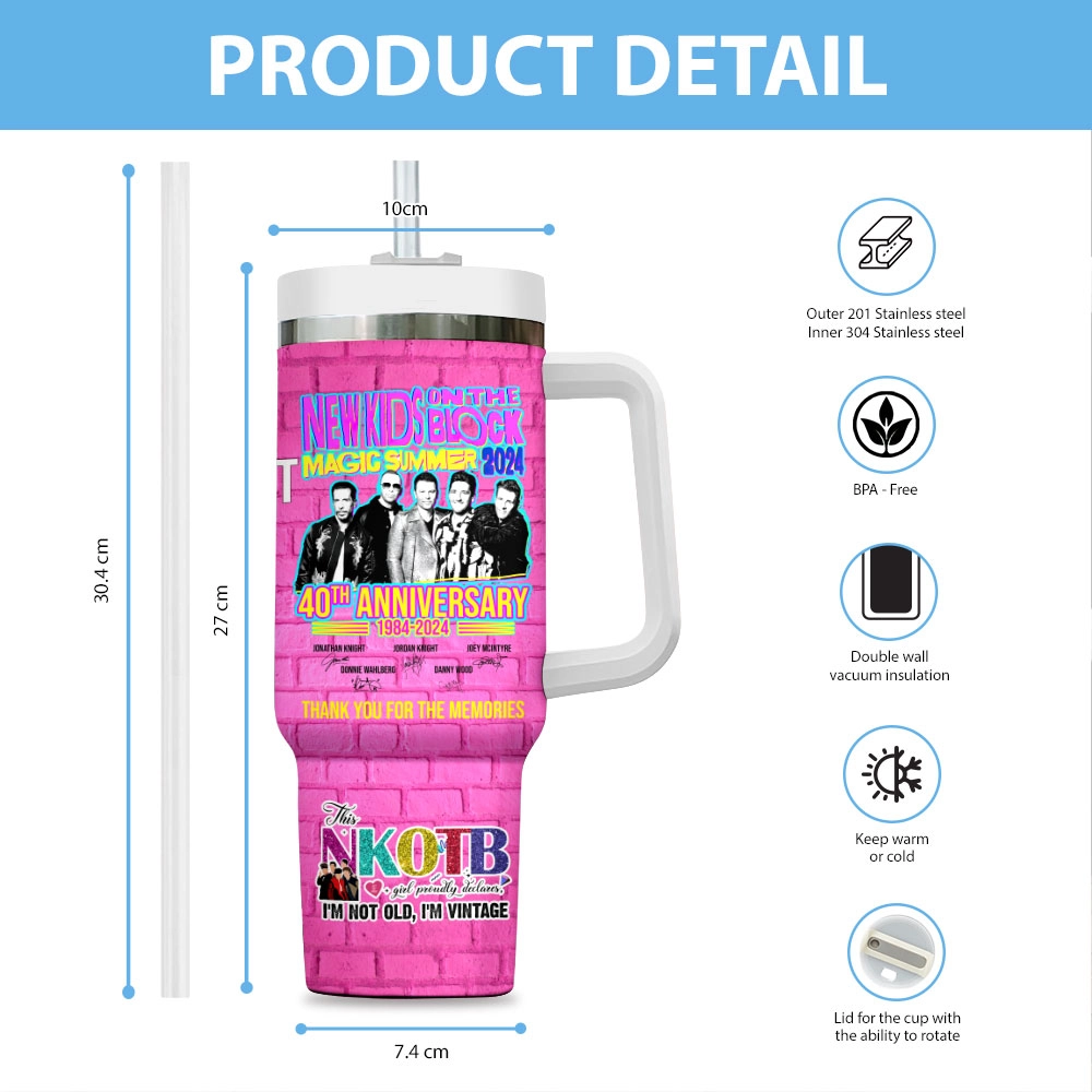 NKOTB Music Custom Quencher 30oz or 40oz Stainless Steel Tumbler HG With Handle