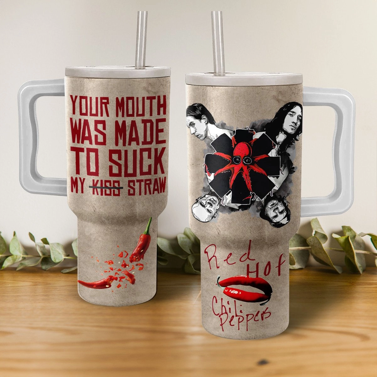 Red Hot Chili Peppers Music Custom Stanley Quencher 40oz Stainless Steel Tumbler HG With Handle