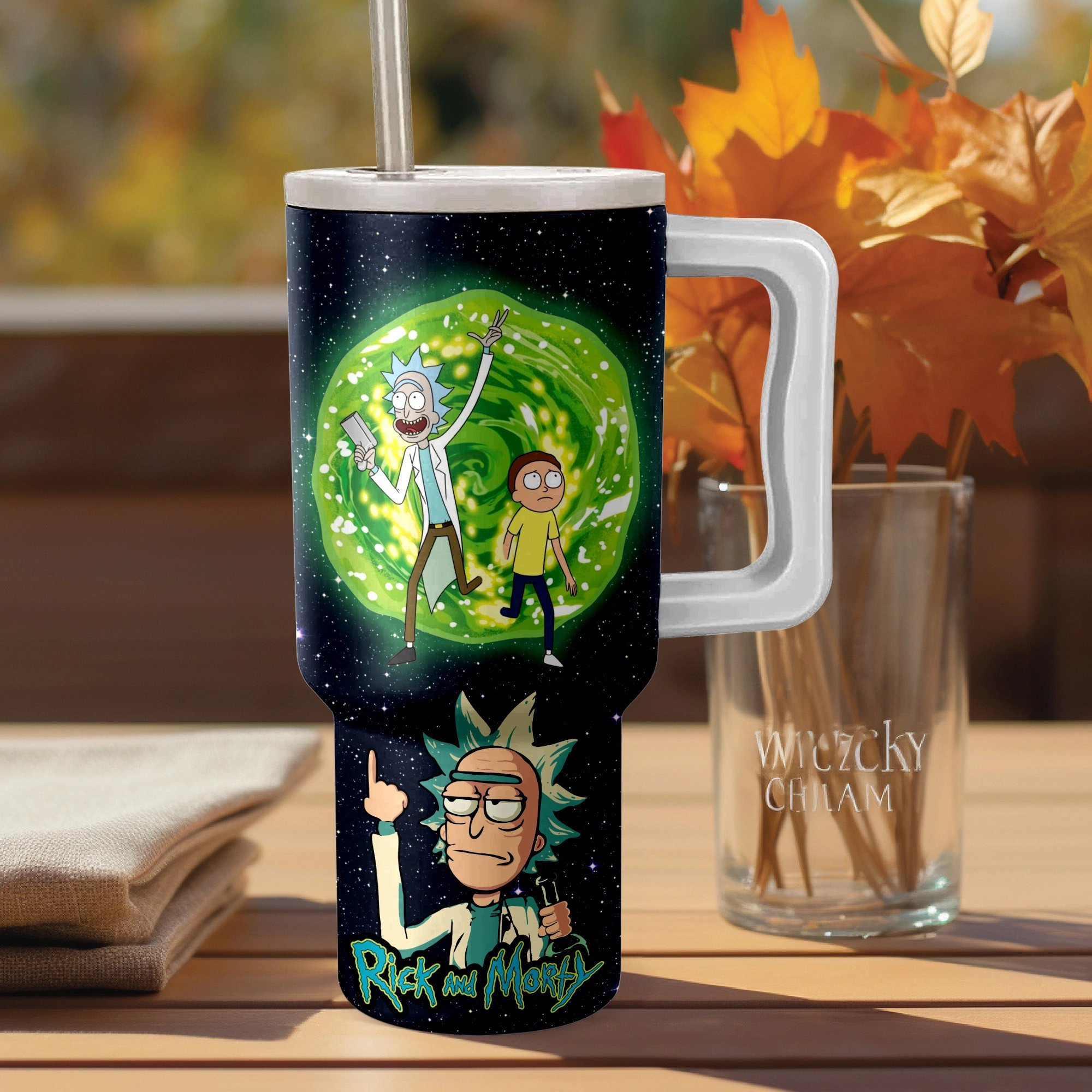 Rick and Morty TV Series Custom Quencher 30oz or 40oz Stainless Steel Tumbler HG With Handle