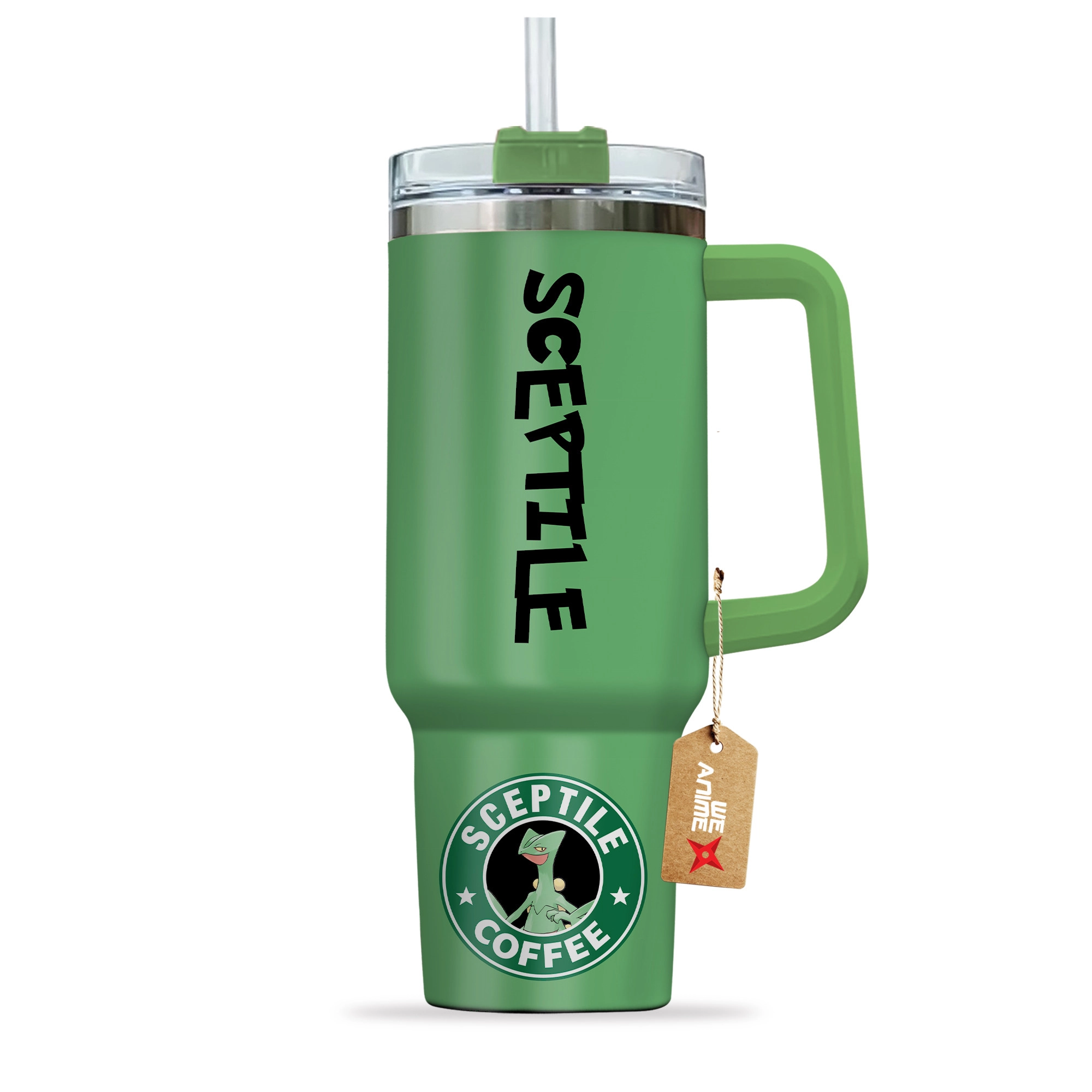 Sceptile Coffee Pokemon Anime Custom 30oz or 40oz Quencher Stainless Steel Tumbler With Handle, Best Gift Idea NVA