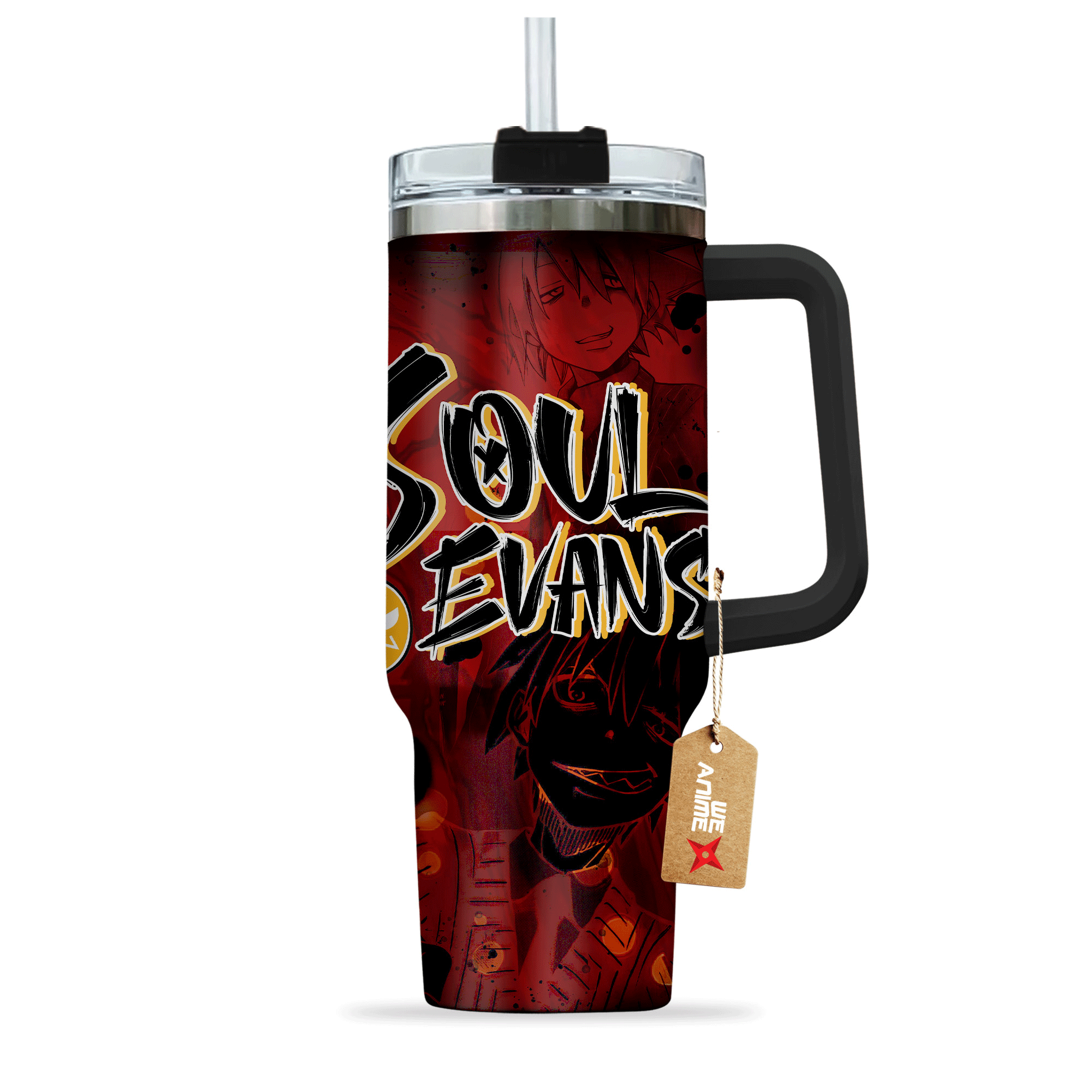 Soul Evans Soul Eater Anime Custom 30oz or 40oz Quencher Stainless Steel Tumbler With Handle, Best Gift Idea NVA