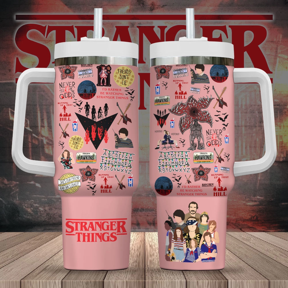 Stranger Things TV Series Custom Quencher 30oz or 40oz Stainless Steel Tumbler With Handle, Best Gifts NVA