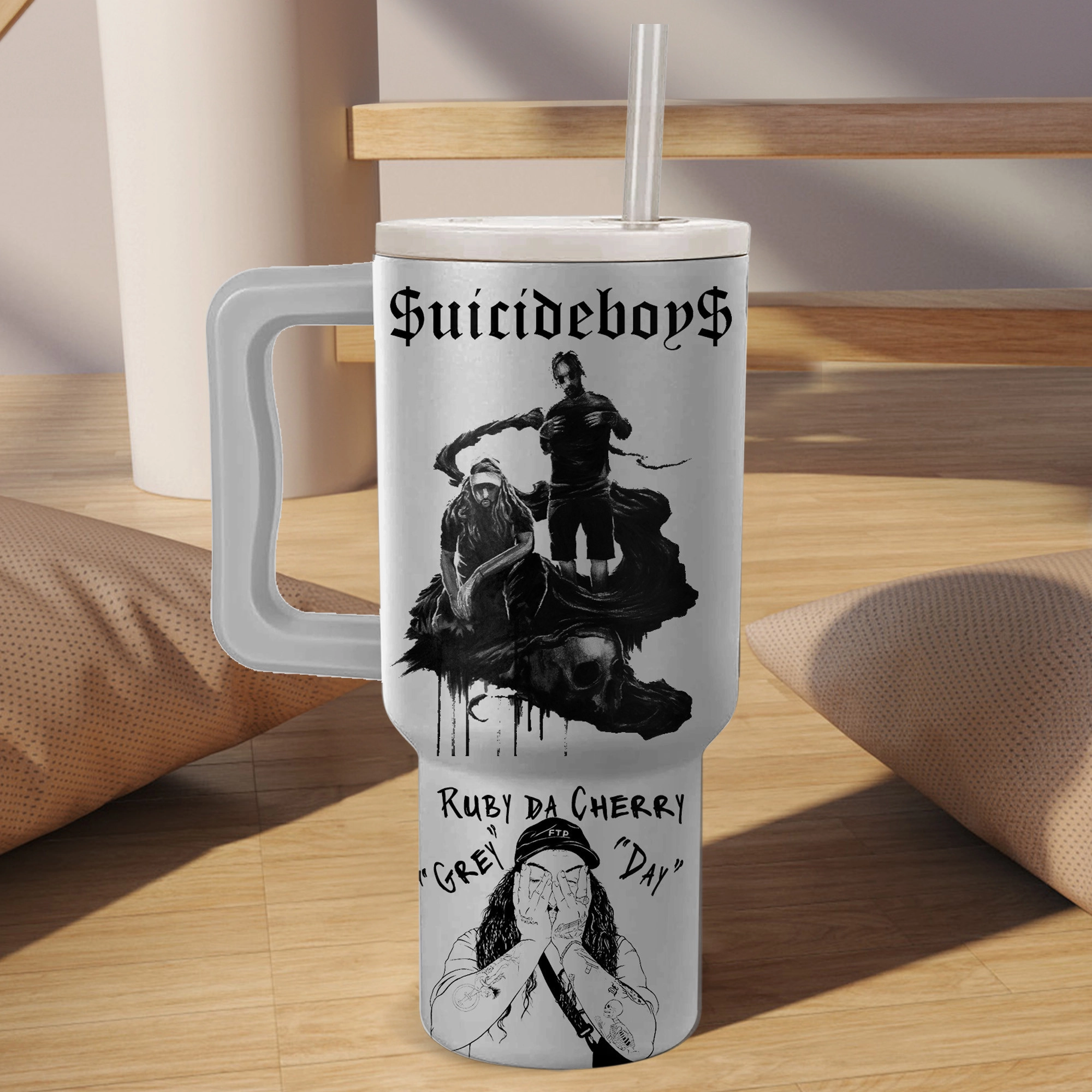 Suicideboys Music Custom Stanley Quencher 40oz Stainless Steel Tumbler HG With Handle