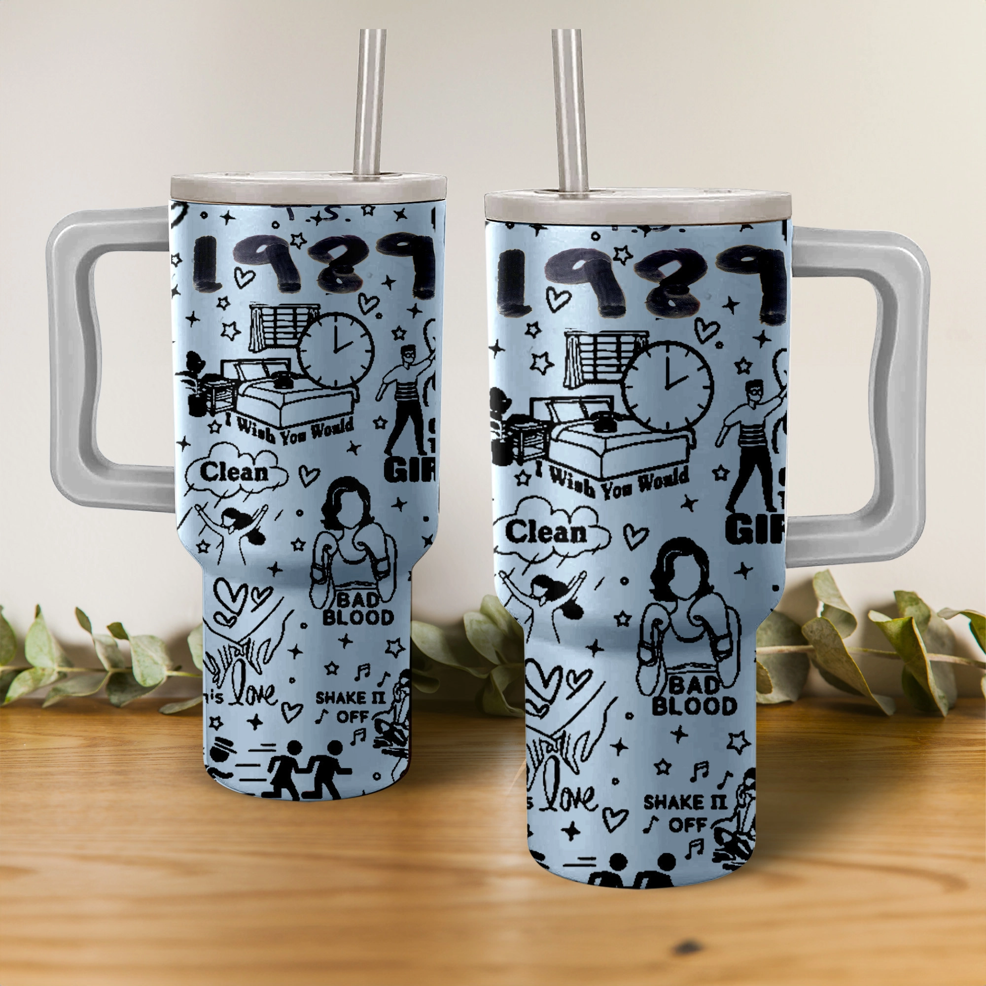Taylor Swift 1989 Album Music Custom Stanley Quencher 40oz Stainless Steel Tumbler HG With Handle