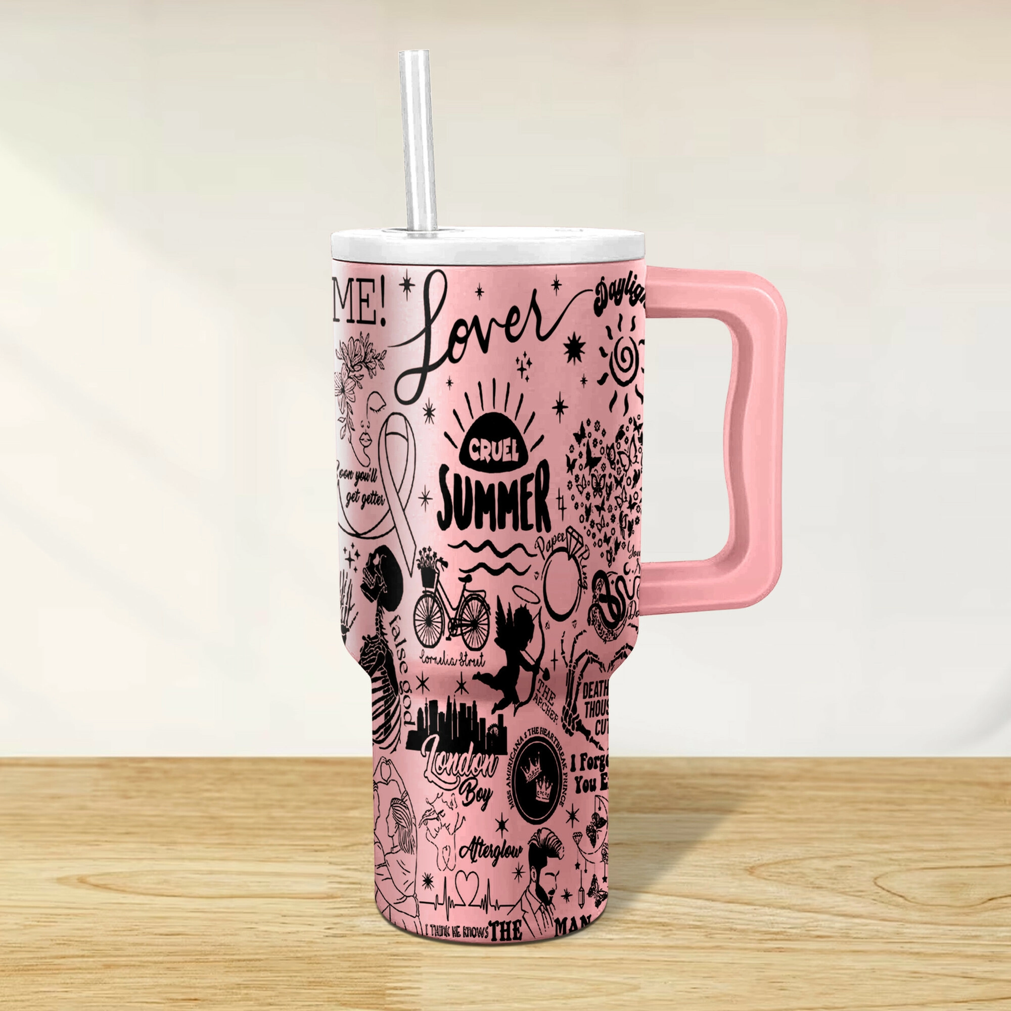 Taylor Swift Lover Album Music Custom Stanley Quencher 40oz Stainless Steel Tumbler HG With Handle