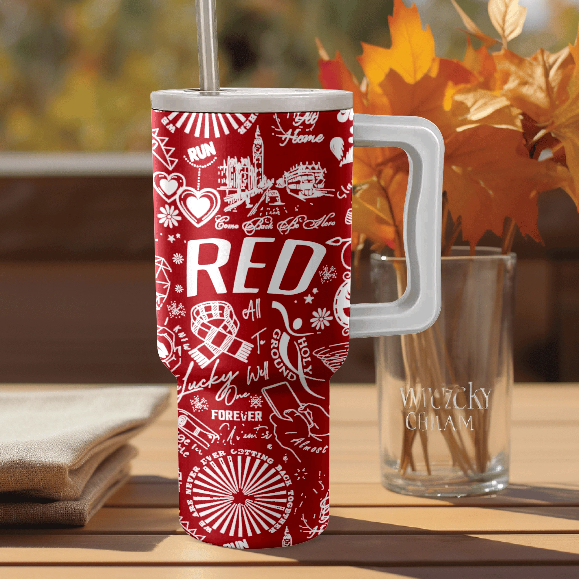 Taylor Swift Red Album Music Custom Stanley Quencher 40oz Stainless Steel Tumbler HG With Handle