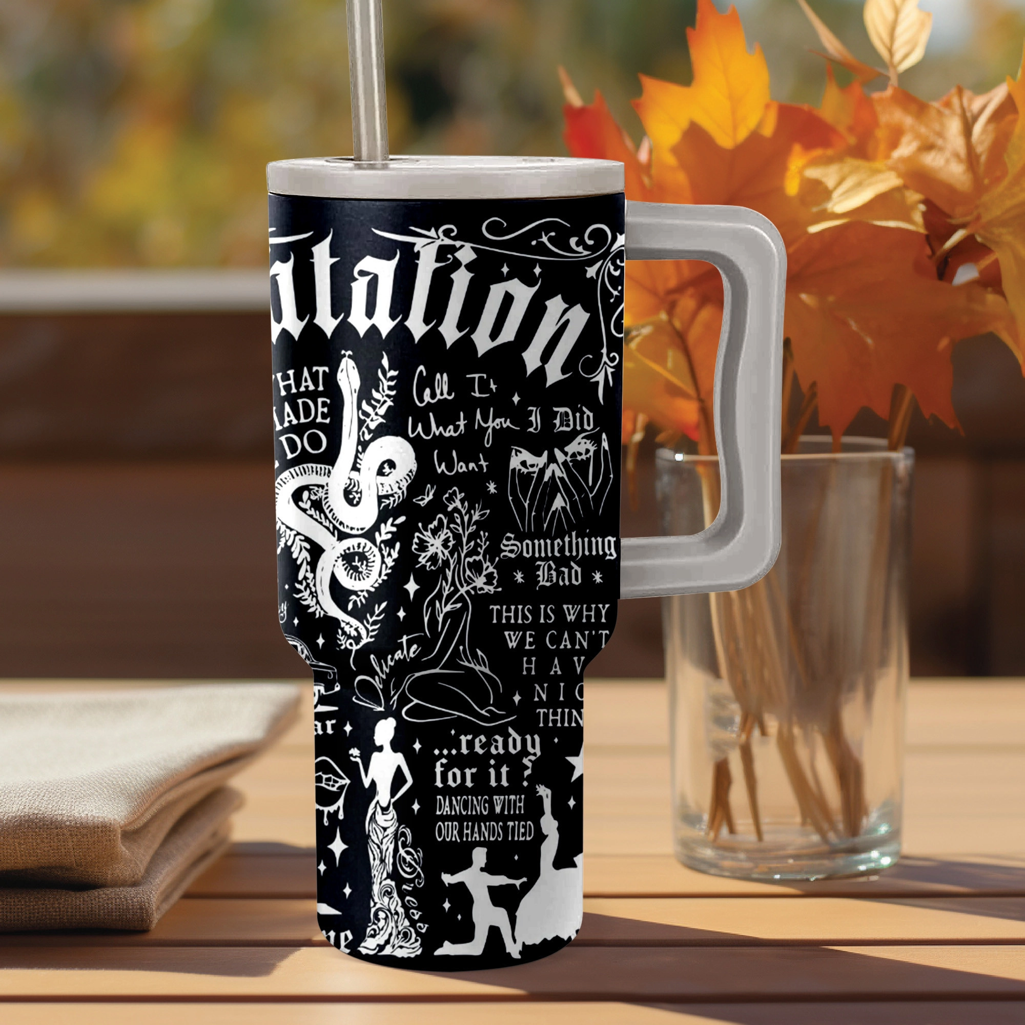 Taylor Swift Reputation Album Music Custom Stanley Quencher 40oz Stainless Steel Tumbler HG With Handle