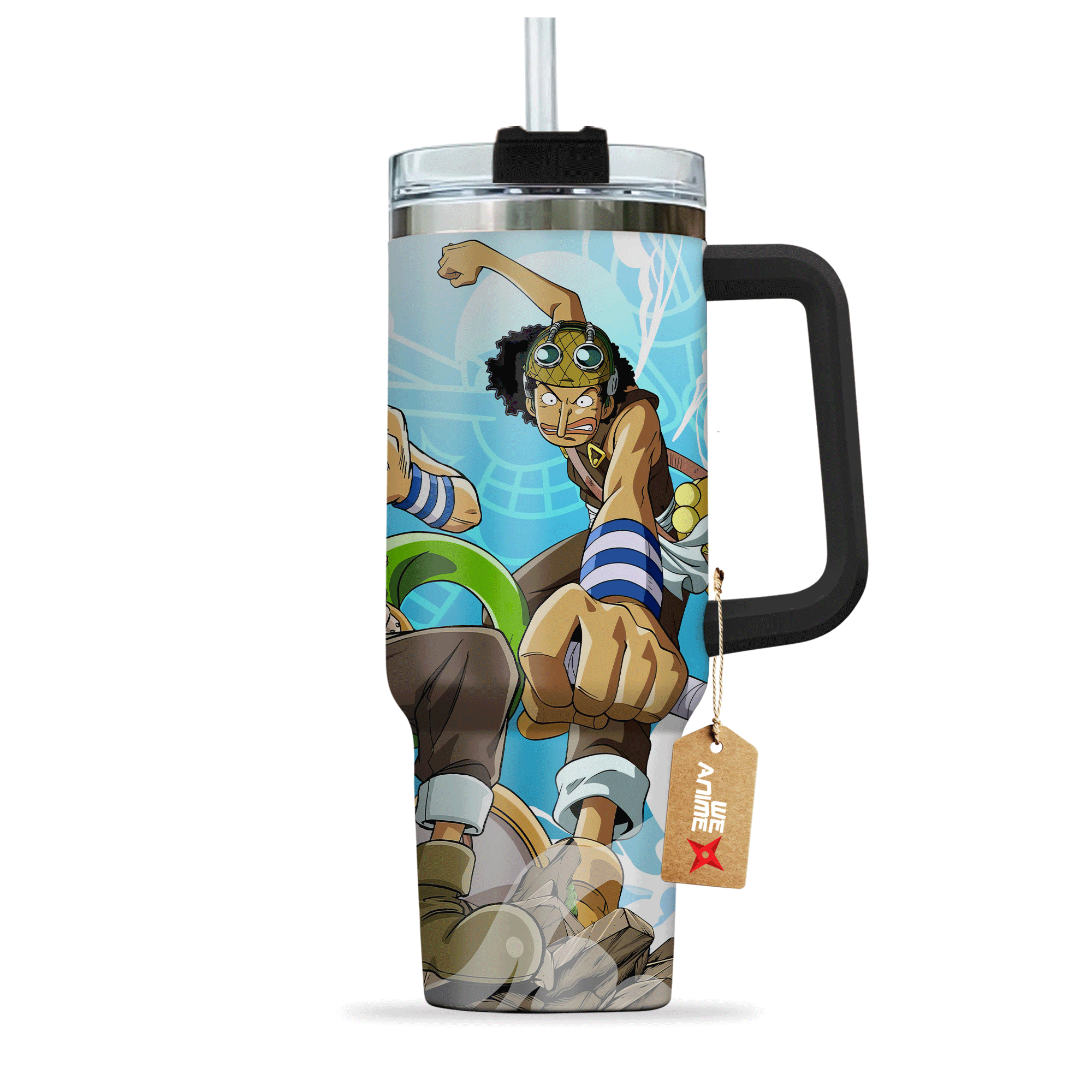 Usopp One Piece Anime Custom 30oz or 40oz Quencher Stainless Steel Tumbler With Handle, Best Gift Idea NVA, Best Gift Idea NVA