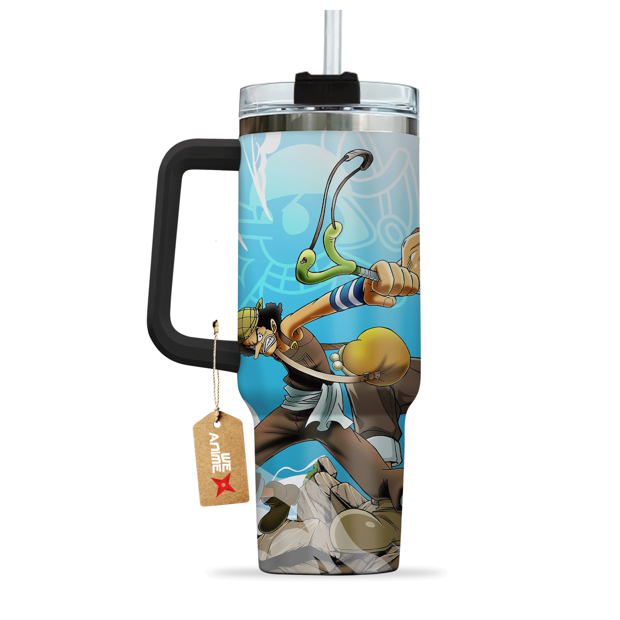Usopp One Piece Anime Custom 30oz or 40oz Quencher Stainless Steel Tumbler With Handle, Best Gift Idea NVA, Best Gift Idea NVA