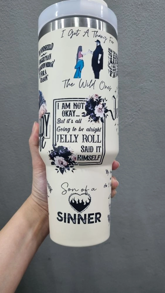Jelly Roll The Beautifully Broken Tour 40oz 30oz or 40oz Stainless Steel Tumbler With Handle HG