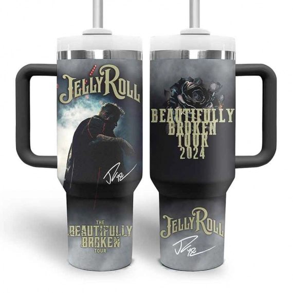 Jelly Roll Music Custom Stanley Quencher 30oz or 40oz Stainless Steel Tumbler With Handle HG