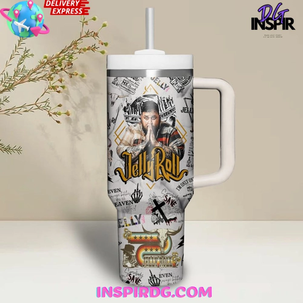 Jelly Roll Music Custom Stanley Quencher 30oz or 40oz Stainless Steel Tumbler With Handle HG