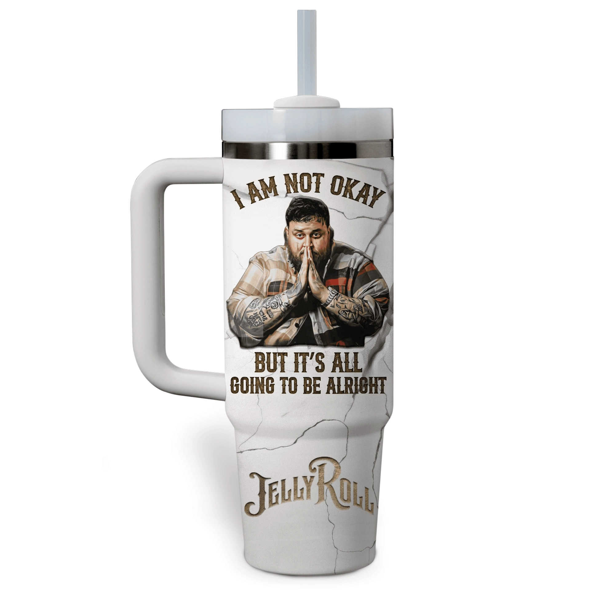 Jelly Roll Music Custom Stanley Quencher 30oz or 40oz Stainless Steel Tumbler With Handle HG