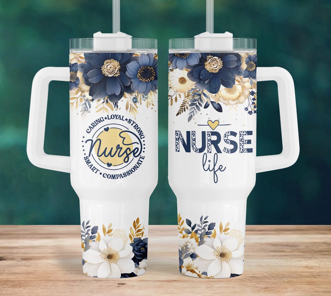 Nurse 30oz or 40oz Quencher Tumbler Gift For Her Him Birthday Gift LN Boho Flowers Nurse For 40ozTumbler Nurse Life Tumbler