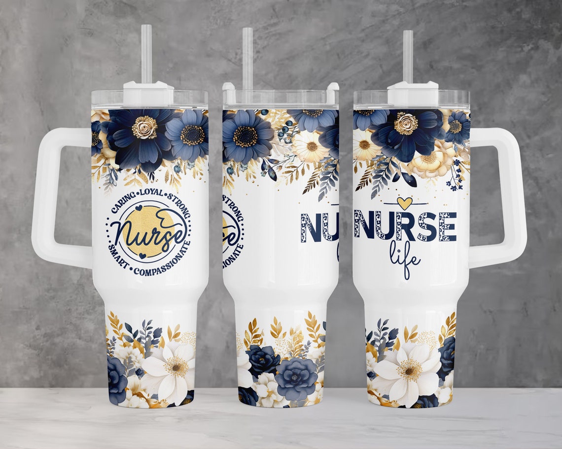 Nurse 30oz or 40oz Quencher Tumbler Gift For Her Him Birthday Gift LN Boho Flowers Nurse For 40ozTumbler Nurse Life Tumbler